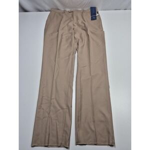 Leonardo Valenti Dress Pants Mens 40x36 Beige Wool Flat Front Unhemmed NWT